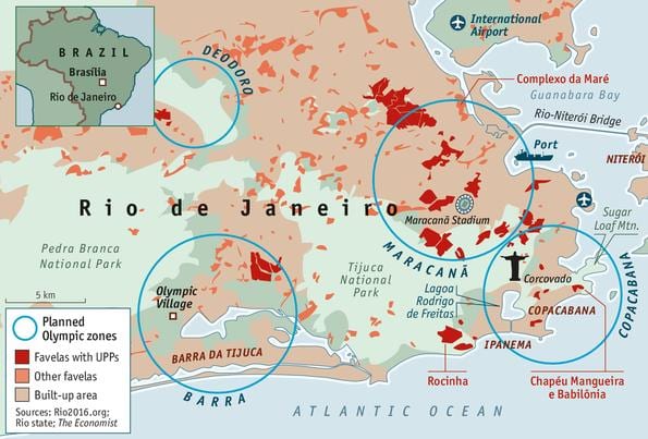 ファヴェーラのリオデジャネイロの地図
