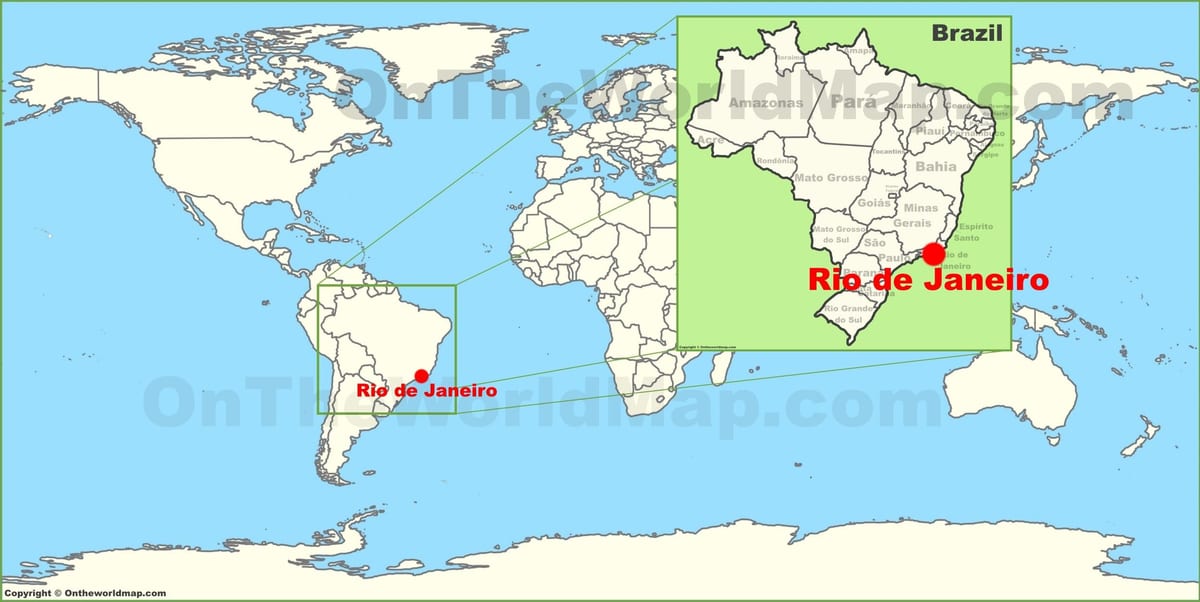 場所はリオデジャネイロに位置し、世界地図