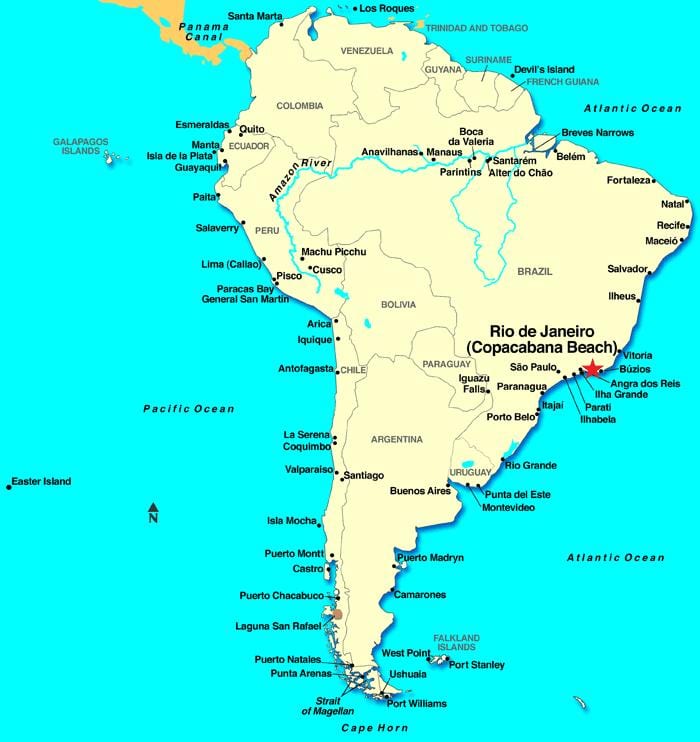 リオデジャネイロ市南米地図